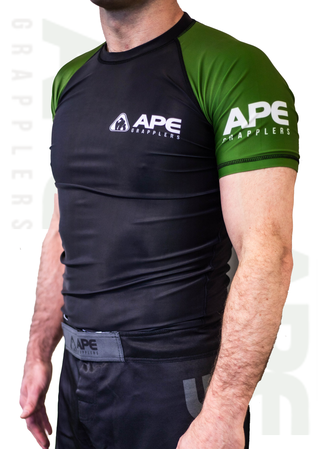 Ape Grappler Olive/Black Rash Guard Adult
